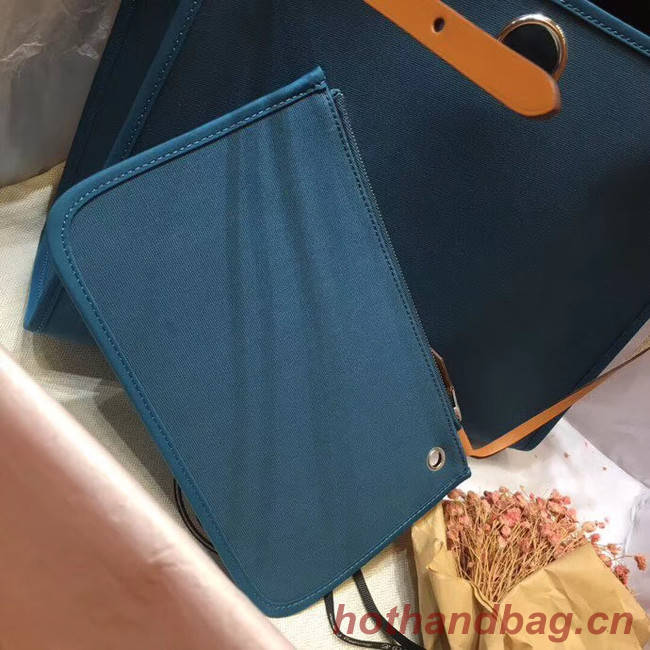 Hermes Herbag 31CM Original Canvas Leather & Calfskin 45987 Blue&Apricot