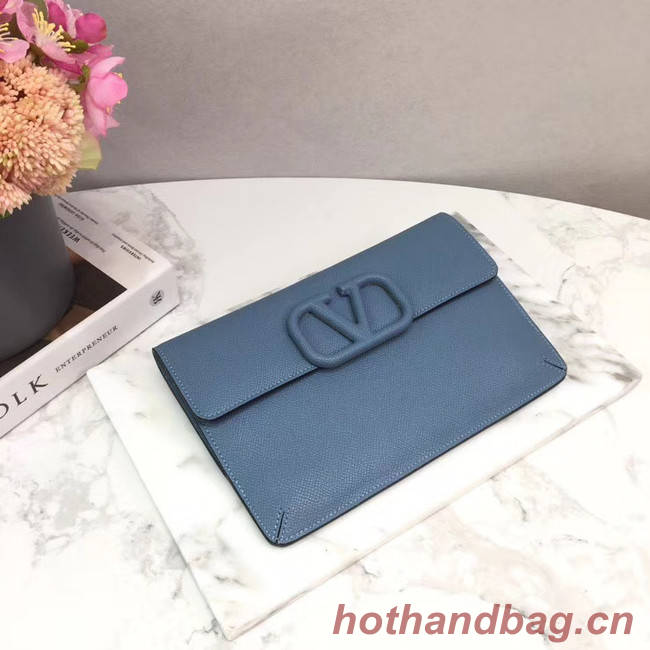 VALENTINO Origianl leather 065 Clutch bag blue