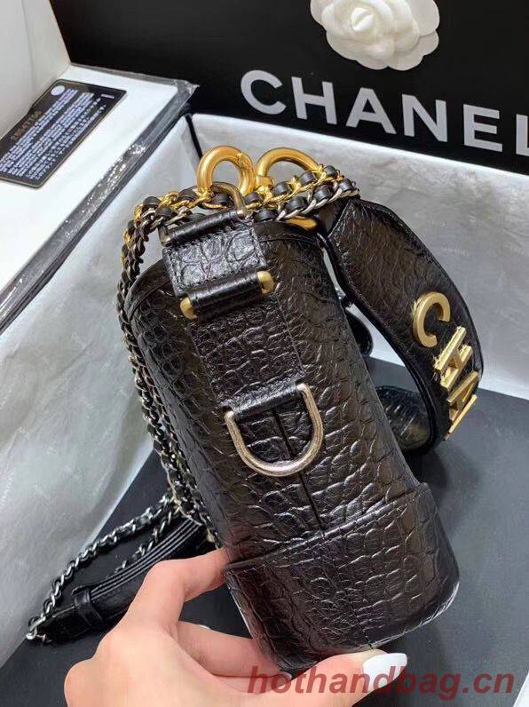 Chanel Gabrielle Hobo Original Crocodile Leather Bag A93824 Black