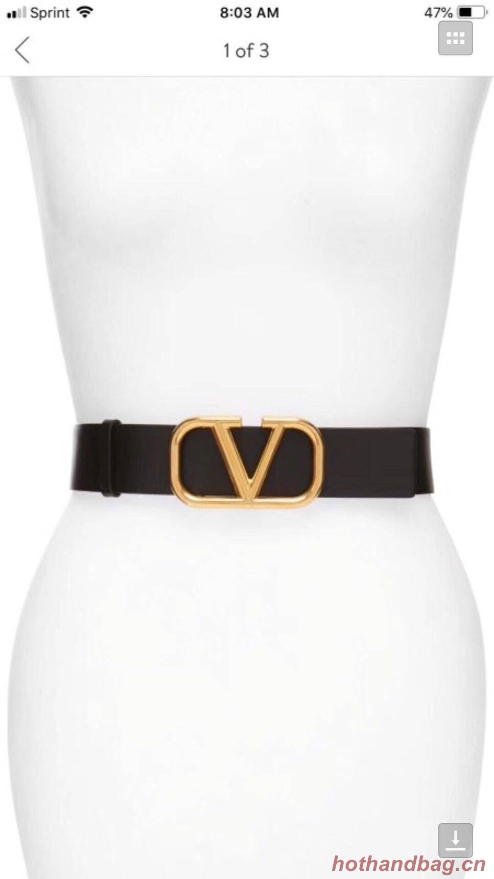 Valentino Leather Belt 3369 black wide 7.0CM