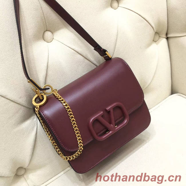 VALENTINO VLOCK Origianl leather shoulder bag 0906 Burgundy