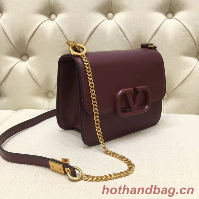 VALENTINO VLOCK Origianl leather shoulder bag 0906 Burgundy