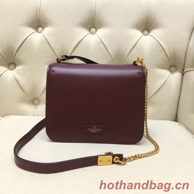 VALENTINO VLOCK Origianl leather shoulder bag 0906 Burgundy