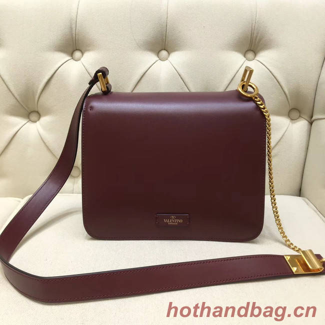 VALENTINO VLOCK Origianl leather shoulder bag 0908 Burgundy