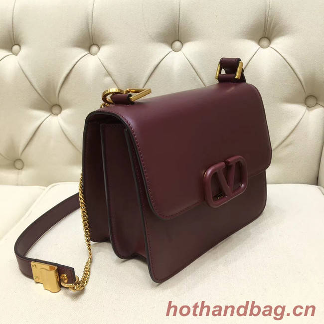 VALENTINO VLOCK Origianl leather shoulder bag 0908 Burgundy