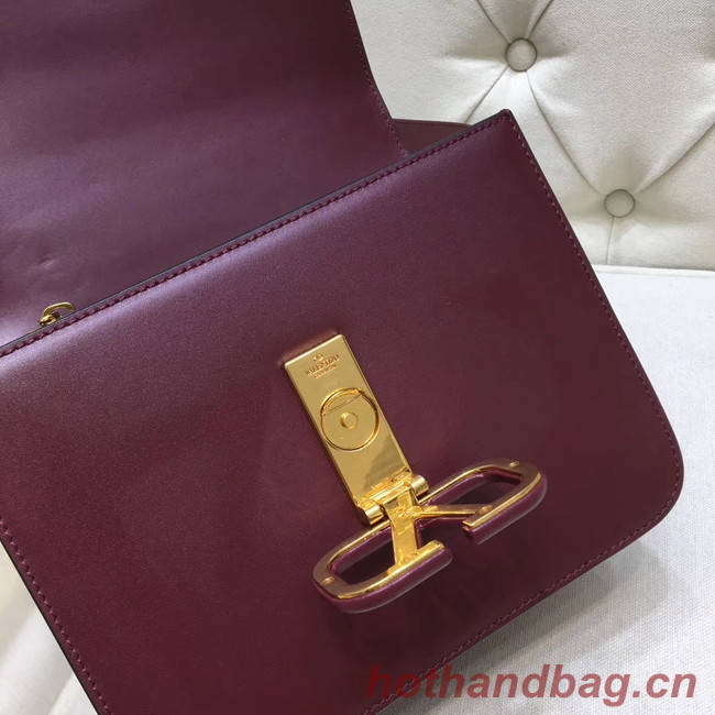 VALENTINO VLOCK Origianl leather shoulder bag 0908 Burgundy