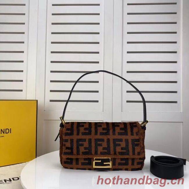 Fendi BAGUETTE Brown mink bag BR771A9 Brown