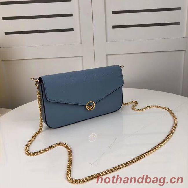 Fendi WALLET ON CHAIN WITH POUCHES leather mini-bag F0005 light blue