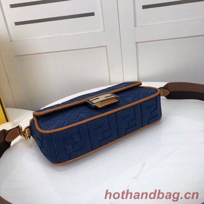 Fendi BAGUETTE LARGE Blue denim bag F0386 blue