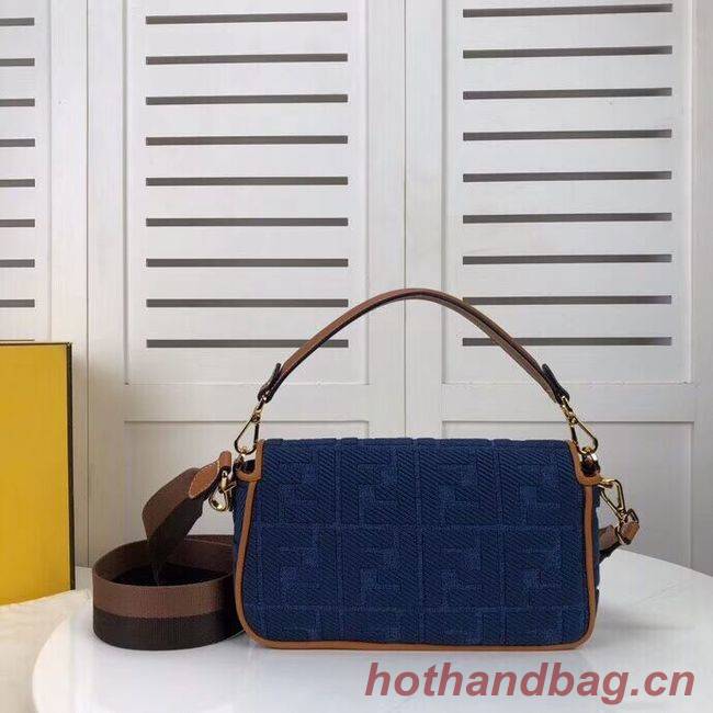 Fendi BAGUETTE LARGE Blue denim bag F0386 blue