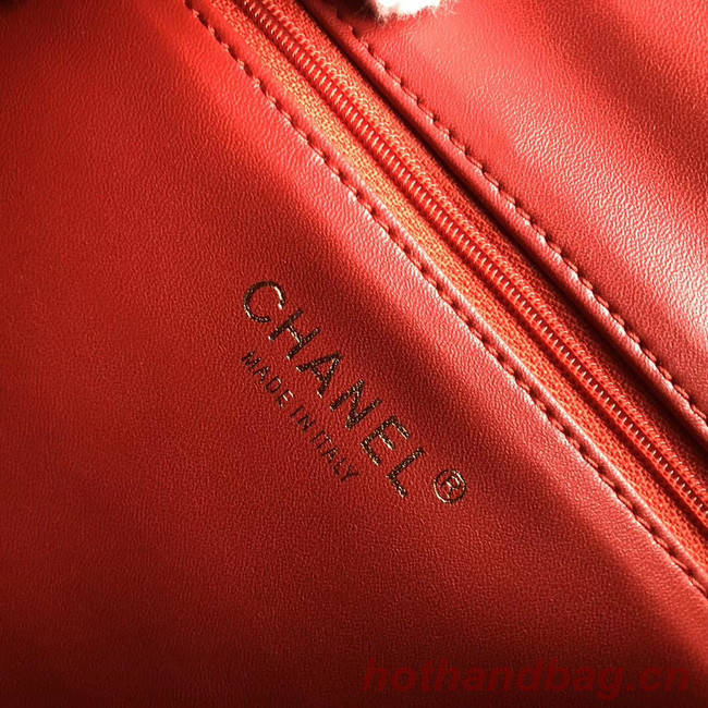 Chanel backpack Grained Calfskin & Gold-Tone Metal A57571 red