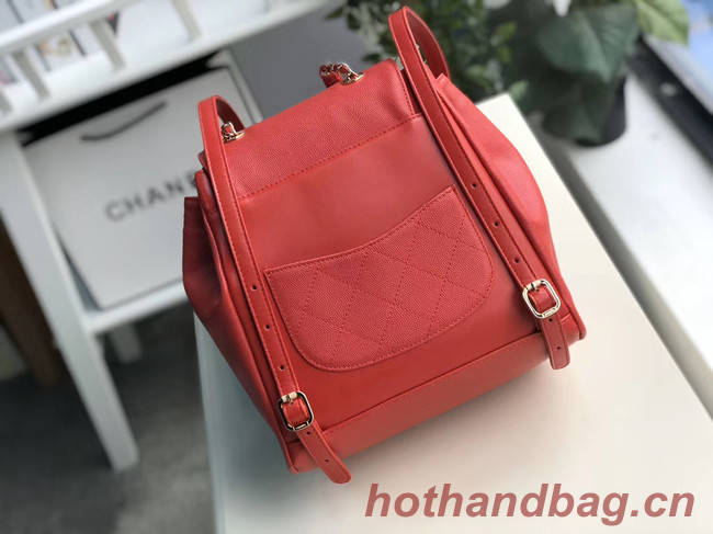 Chanel backpack Grained Calfskin & Gold-Tone Metal A57571 red