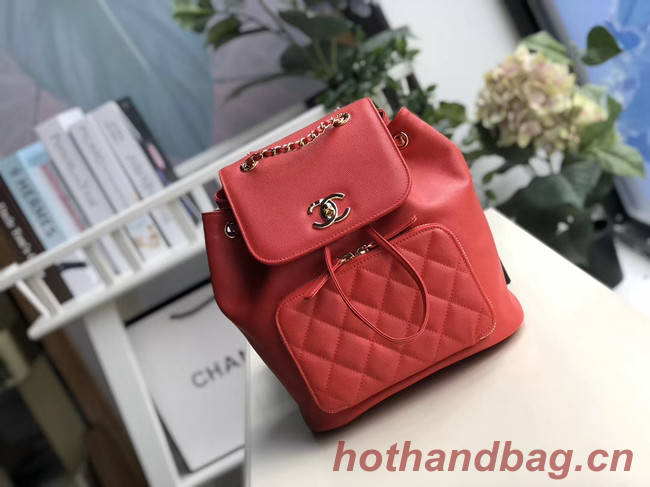 Chanel backpack Grained Calfskin & Gold-Tone Metal A57571 red