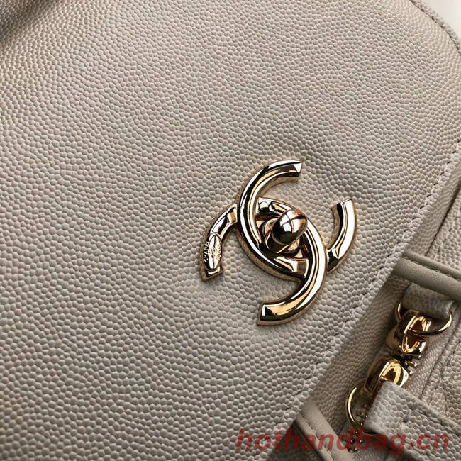 Chanel backpack Grained Calfskin & Gold-Tone Metal A57571 white