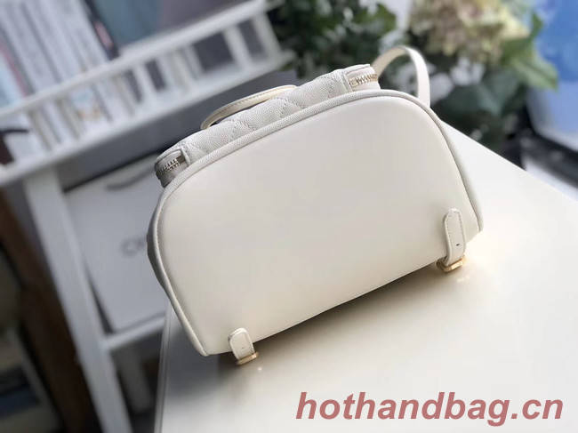 Chanel backpack Grained Calfskin & Gold-Tone Metal A57571 white