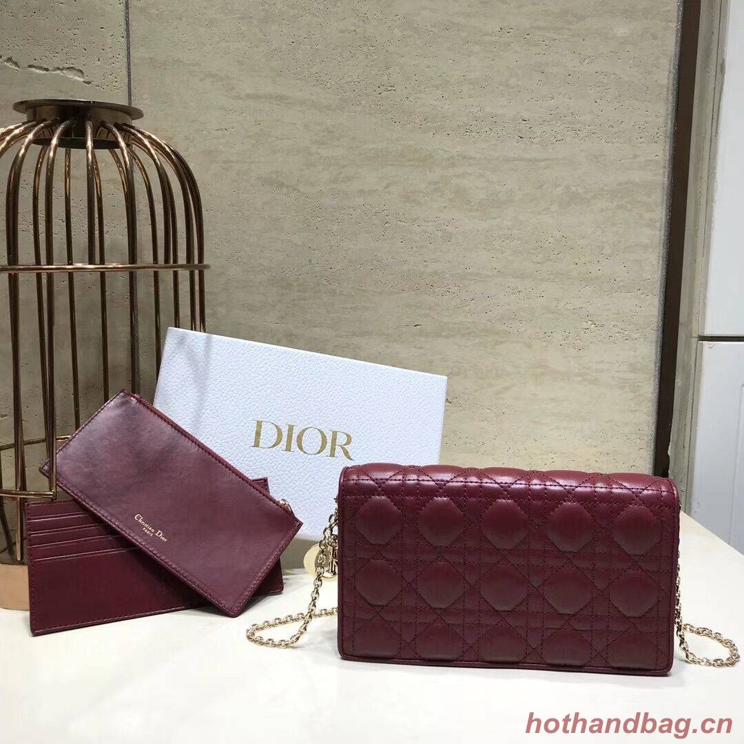 LADY DIOR Sheepskin WALLET C9025A Burgundy