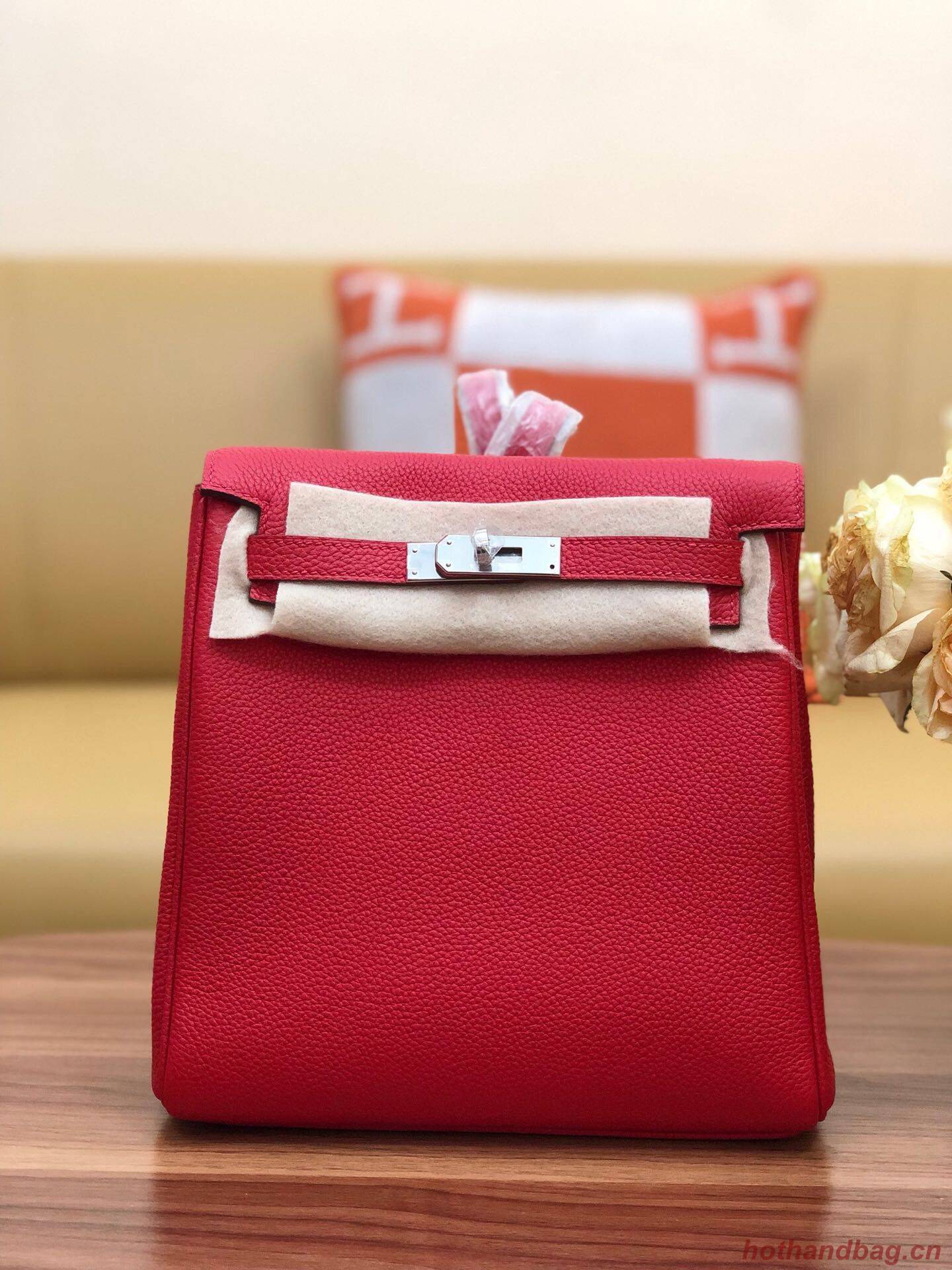 Hermes Kelly togo Leather backpack H2425 red