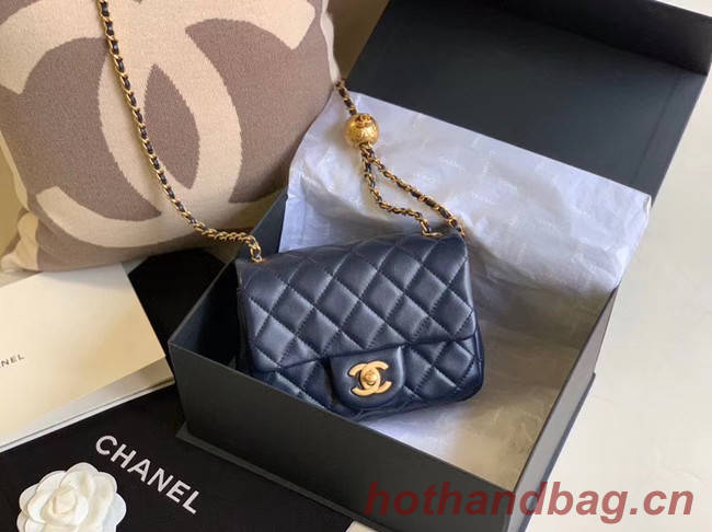 Chanel MINI Flap Bag Original Sheepskin Leather AS1786 Navy Blue