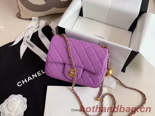 Chanel MINI Flap Bag Original Sheepskin Leather AS1786 purple