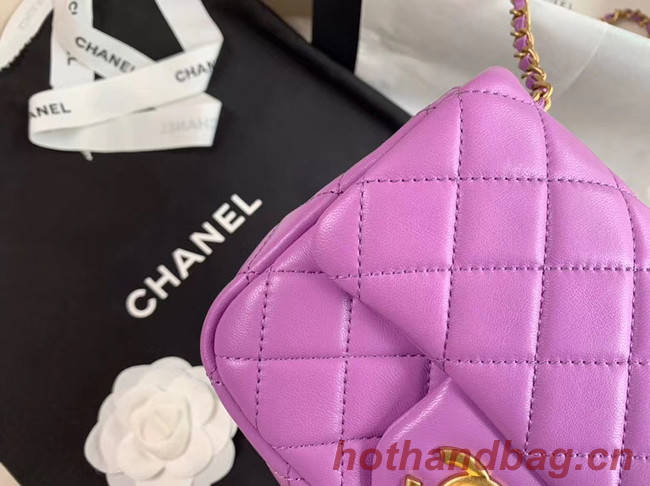 Chanel MINI Flap Bag Original Sheepskin Leather AS1786 purple