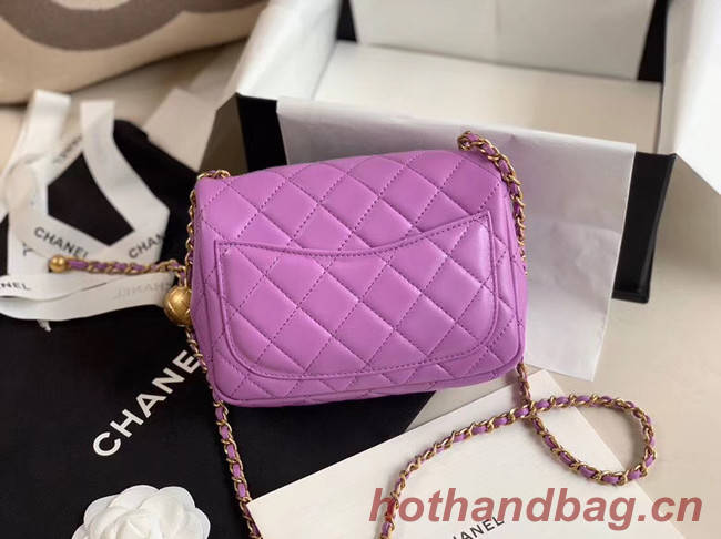 Chanel MINI Flap Bag Original Sheepskin Leather AS1786 purple