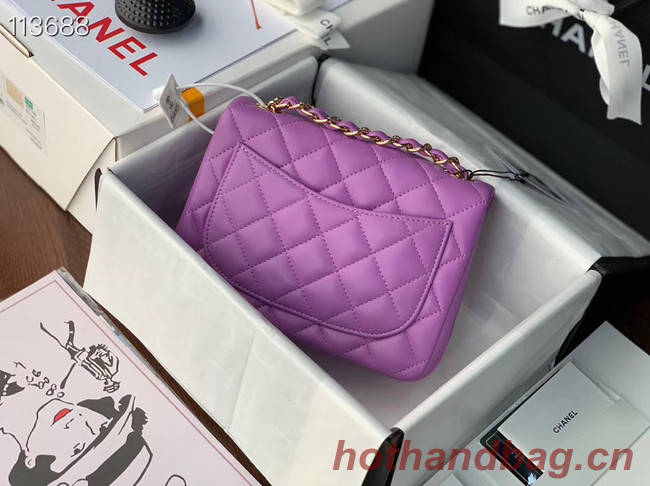 Chanel MINI Flap Bag Original Sheepskin Leather 1115 purple