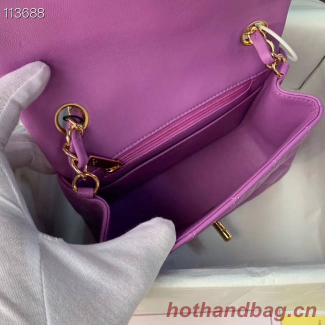 Chanel MINI Flap Bag Original Sheepskin Leather 1115 purple