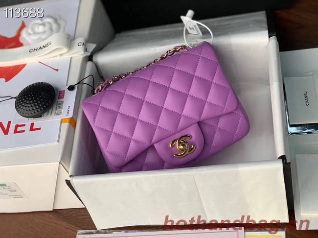 Chanel MINI Flap Bag Original Sheepskin Leather 1115 purple