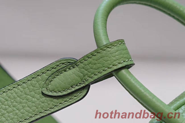 Hermes mini Lindy Togo Leather Bag LD19 green&Silver-Tone Metal