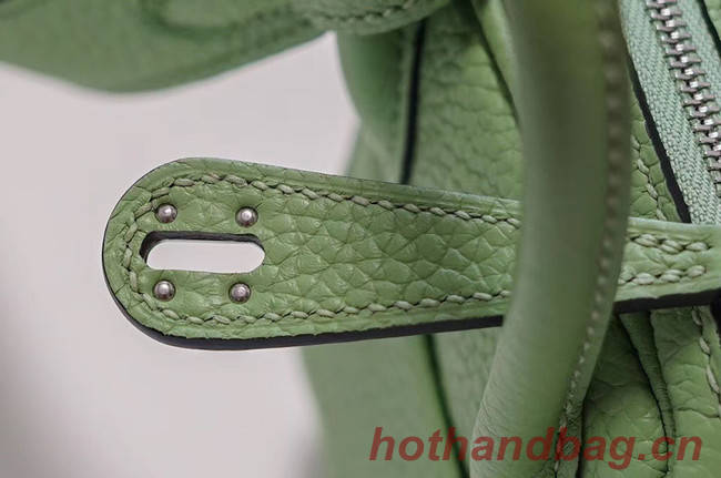 Hermes mini Lindy Togo Leather Bag LD19 green&Silver-Tone Metal