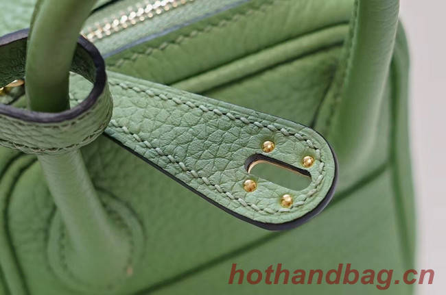 Hermes mini Lindy Togo Leather Bag LD19 green&gold-Tone Metal