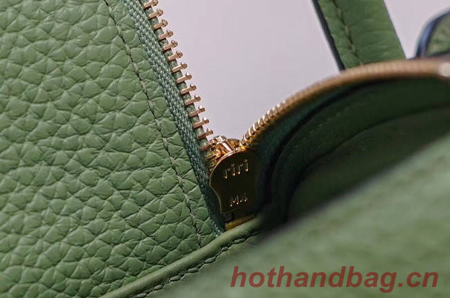 Hermes mini Lindy Togo Leather Bag LD19 green&gold-Tone Metal