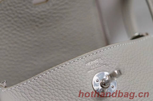 Hermes mini Lindy Togo Leather Bag LD19 grey&Silver-Tone Metal