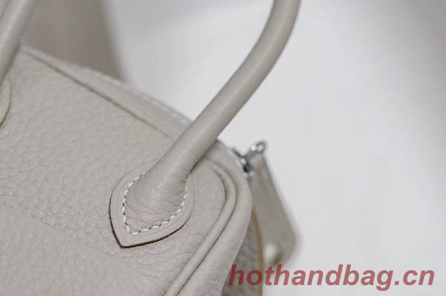 Hermes mini Lindy Togo Leather Bag LD19 grey&Silver-Tone Metal