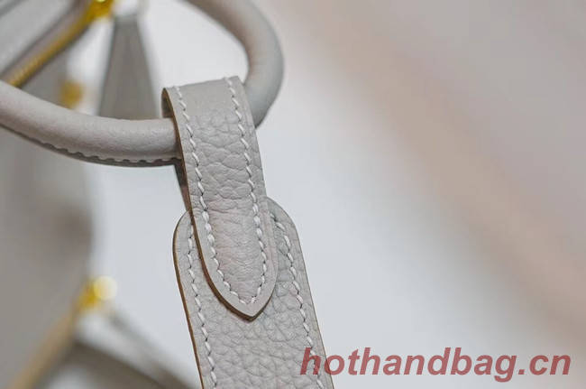 Hermes mini Lindy Togo Leather Bag LD19 grey&gold-Tone Metal