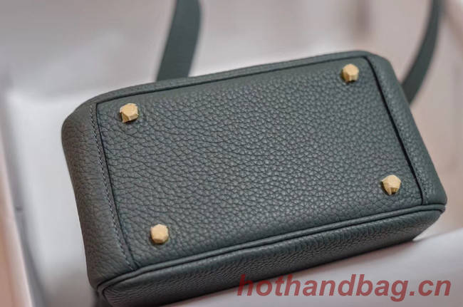 Hermes mini Lindy Togo Leather Bag LD19 light blue&gold-Tone Metal