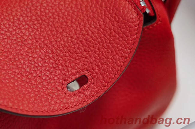 Hermes mini Lindy Togo Leather Bag LD19 red&Silver-Tone Metal