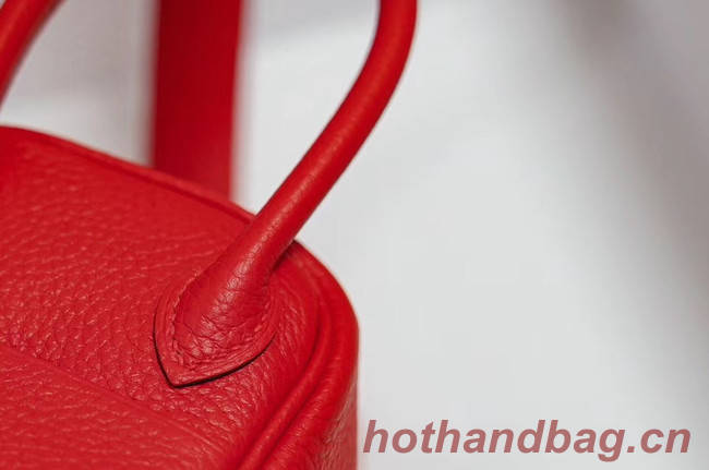 Hermes mini Lindy Togo Leather Bag LD19 red&gold-Tone Metal