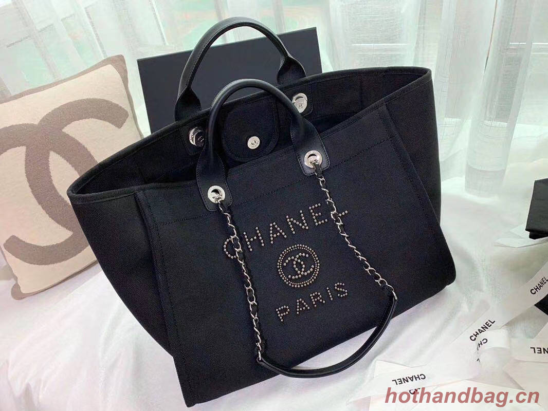 Chanel Canvas Tote Shopping Bag A66941 black