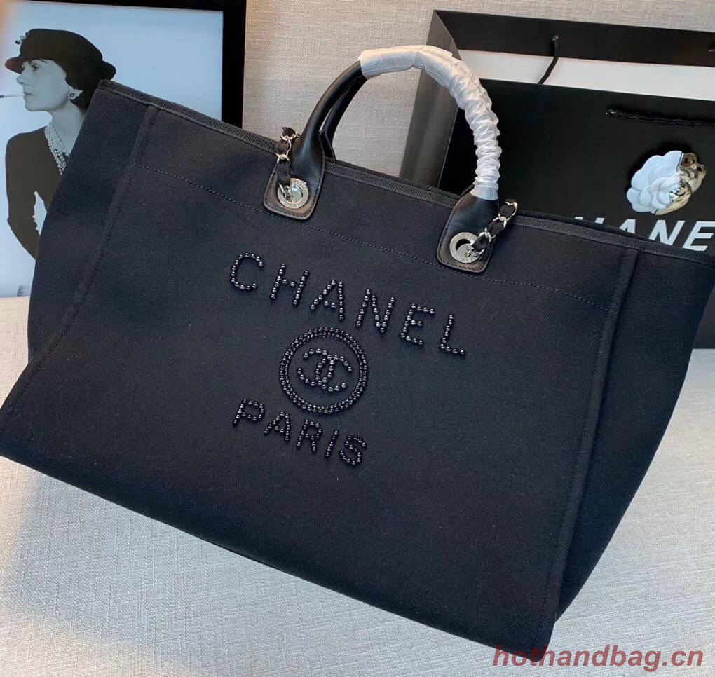 Chanel Canvas Tote Shopping Bag A66941 black