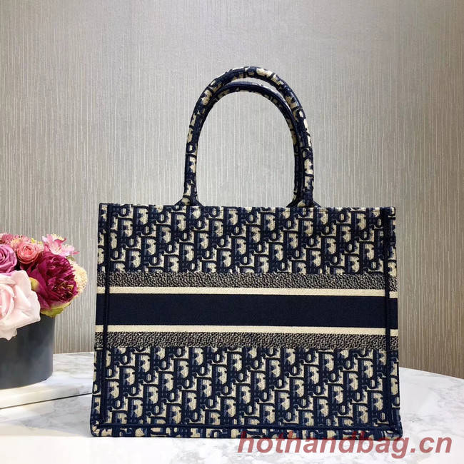 DIOR BOOK TOTE BAG IN EMBROIDERED CANVAS C1286-1 Navy