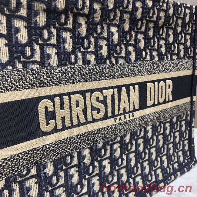 DIOR BOOK TOTE BAG IN EMBROIDERED CANVAS C1286-1 Navy