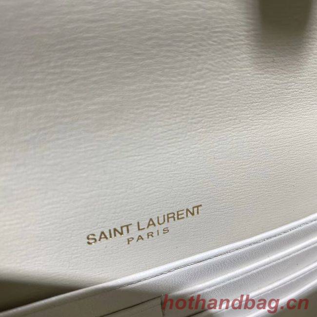 Yves Saint Laurent Calfskin Leather Shoulder Bag Y533036 White&gold-Tone Metal