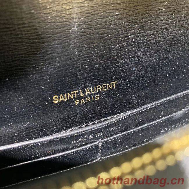 Yves Saint Laurent Calfskin Leather Shoulder Bag Y533036 black&gold-Tone Metal