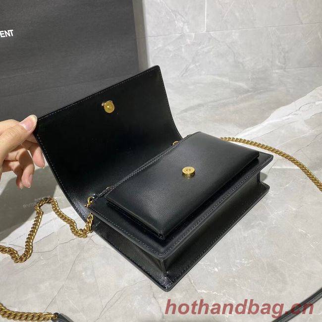 Yves Saint Laurent Calfskin Leather Shoulder Bag Y533036 black&gold-Tone Metal