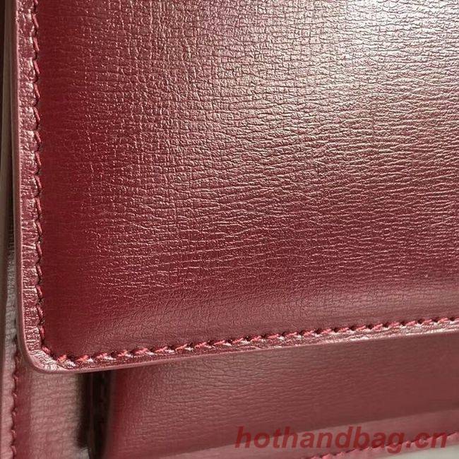 Yves Saint Laurent Calfskin Leather Shoulder Bag Y542206B red