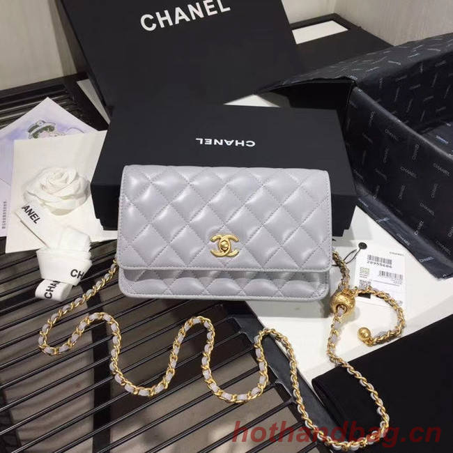 Chanel Original Small classic Sheepskin flap bag AS33814 light grey