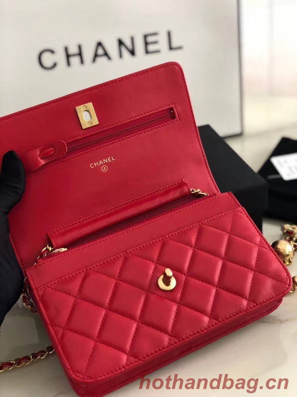 Chanel Original Small classic Sheepskin flap bag AS33814 red