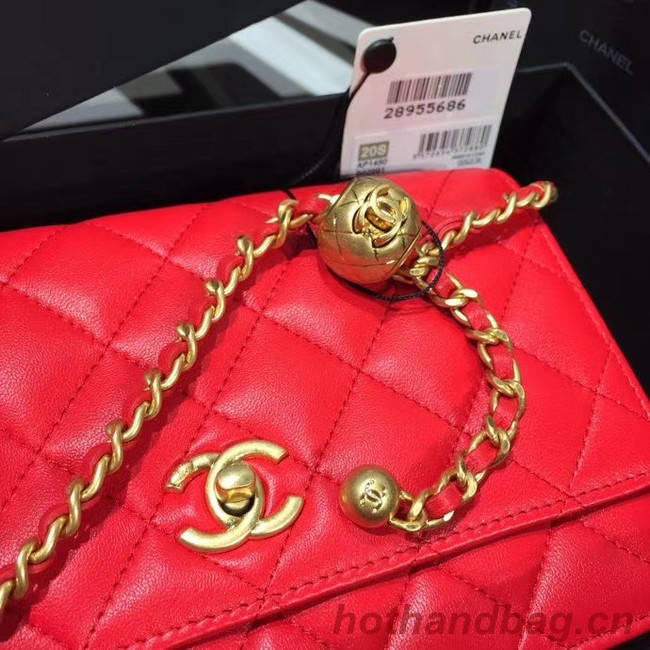 Chanel Original Small classic Sheepskin flap bag AS33814 red