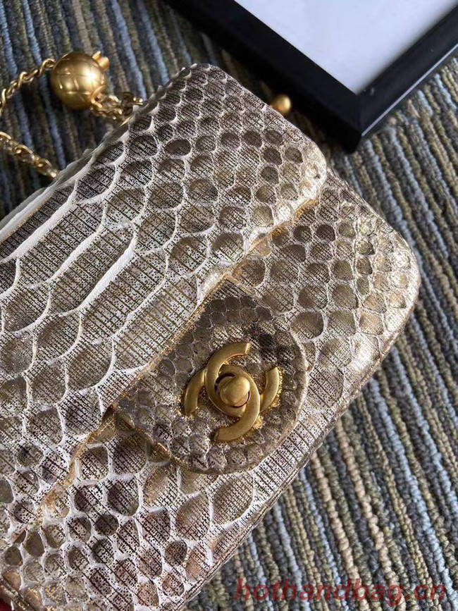 Chanel Original Small Snake skin flap bag AS1115 apricot